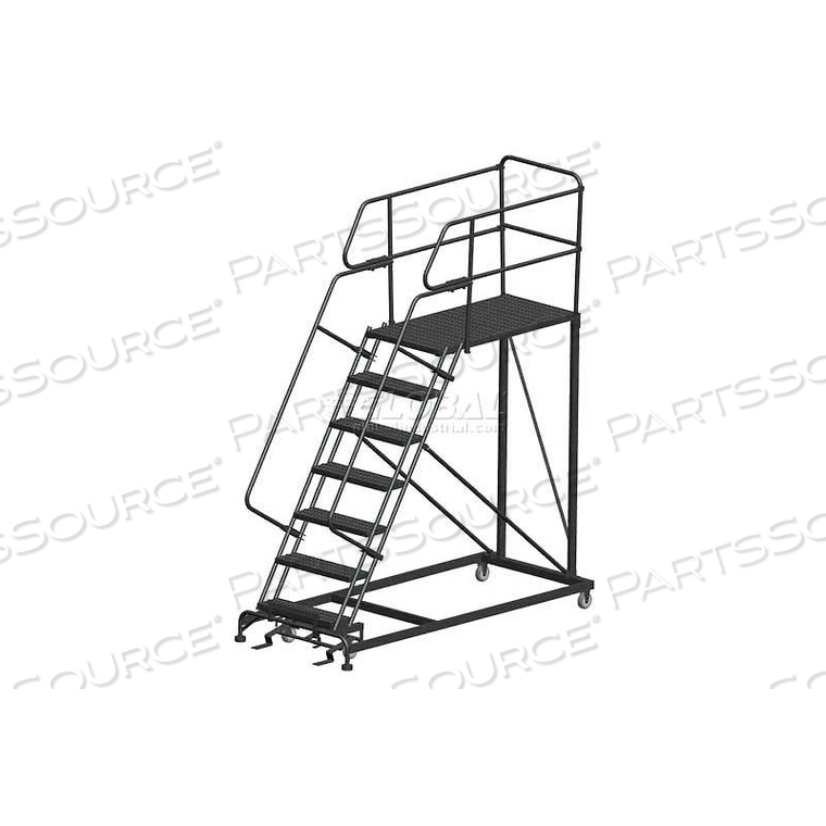 OEM#: SEP7-36-60PD7 STEP HEAVY DUTY STEEL MOBILE WORK PLATFORM W/ HANDRAILS - 36 X 60 PLATFORM by Ballymore