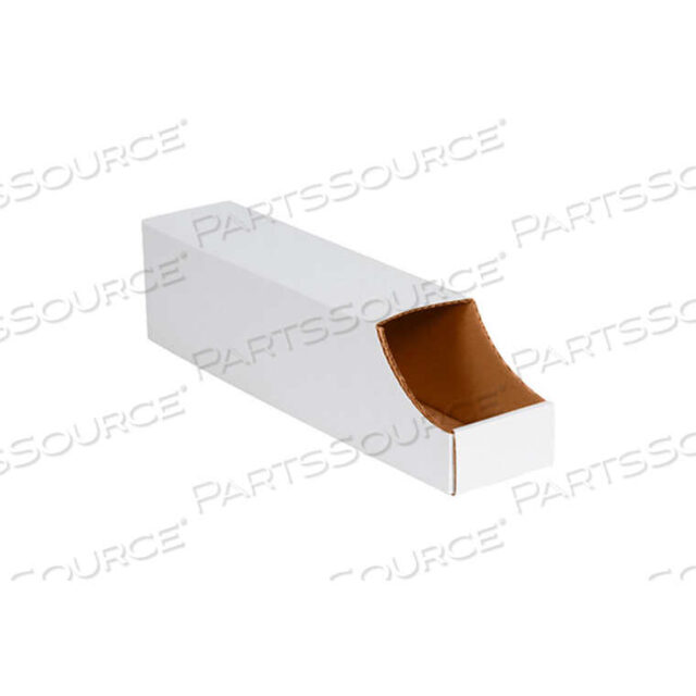 OEM#: BSBINB418SINGLE WALL STACKABLE CORRUGATED BIN BOX, 4W X 18D X 4-1/2H, OYSTER WHITE by The Packaging Wholesalers