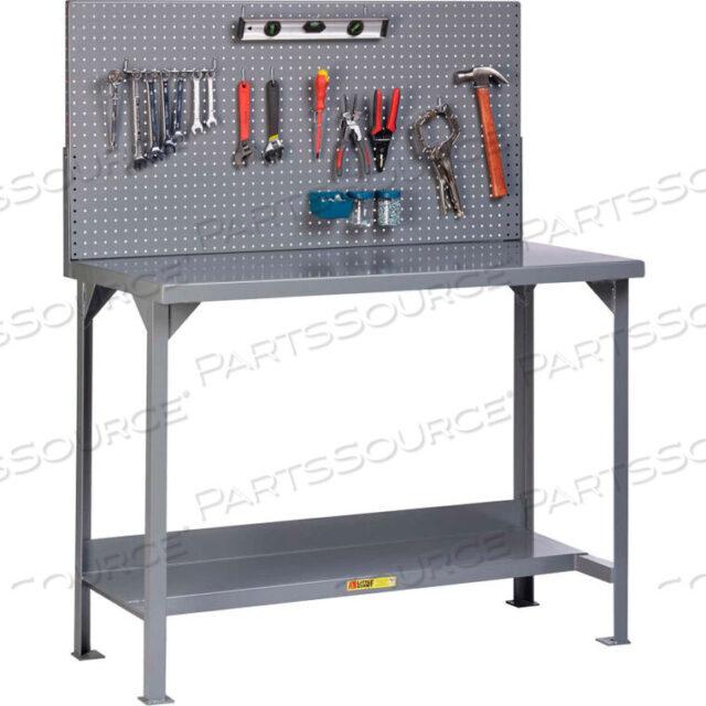 OEM#: WST2-3660-36-PB60W X 36D FIXED HEIGHT WORKBENCH, LOWER SHELF, PEGBOARD PANEL by Little Giant