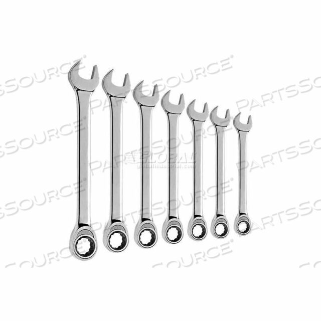 7 PIECE METRIC NON-REV. RATCHETING COMBO WRENCH SET, 12 PT