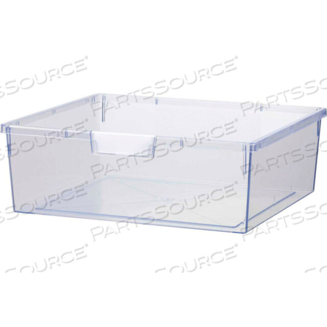 EXTRA WIDE DOUBLE DEPTH STORAGE TOTE TRAY - 16-3/4L X 18-1/2W X 6H CLEAR