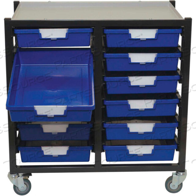 STORSYSTEM METAL TOTE CART - 12 STANDARD WIDTH BLUE TOTES 29-1/2 X 17-7/8 X 29-1/8