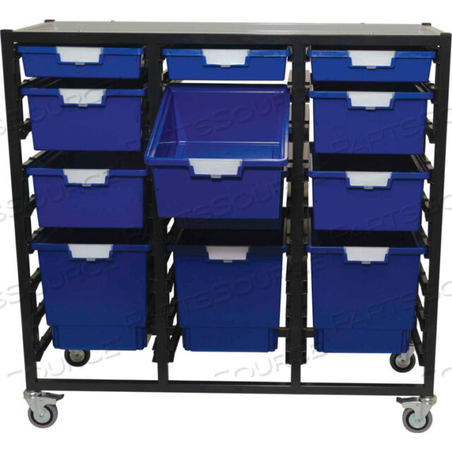 STORSYSTEM METAL TOTE CART - 12 STANDARD WIDTH RED TOTES 43-3/8 X 17-7/8 X 40-3/4