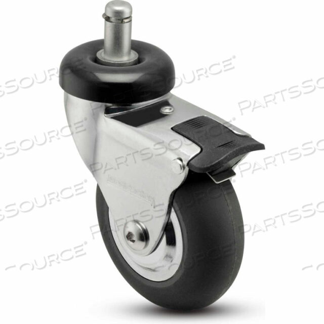 MEDCASTER 3 NEOTEQ CASTER WITH GRIP RING SWIVEL STEM AND BRAKE, 7/8H STEM, 175 LB. CAPACITY