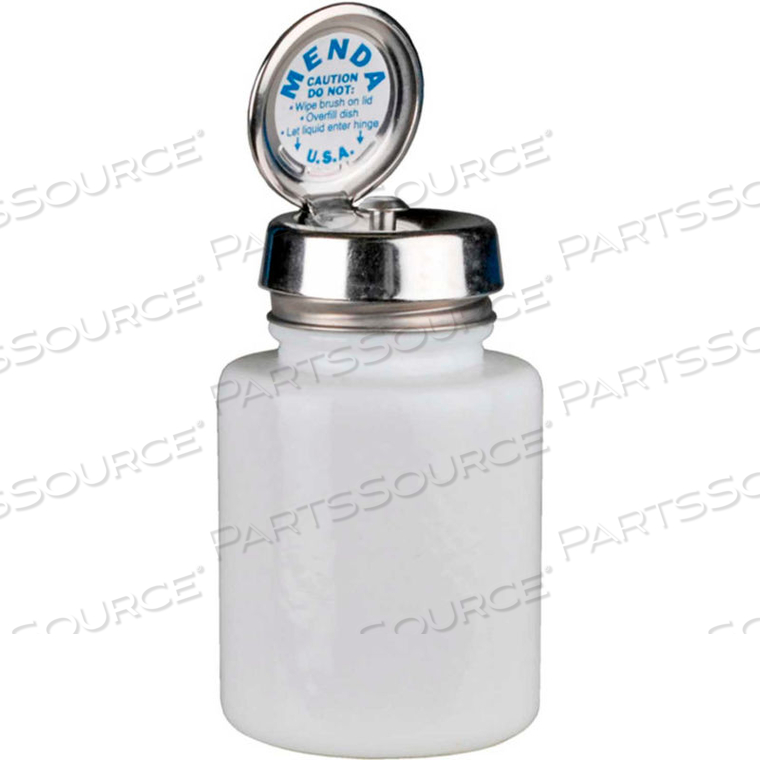 MENDA ROUND WHITE GLASS LIQUID DISPENSER WITH PURE-TOUCH PUMP, 6 OZ.