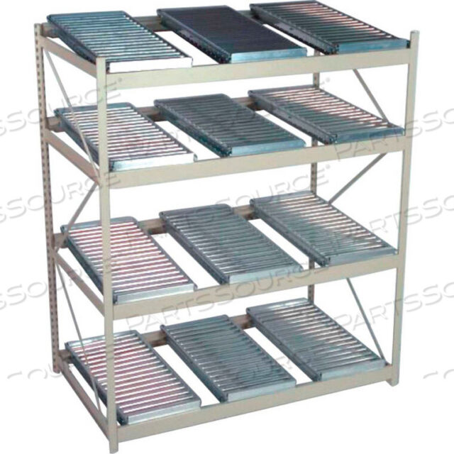 OEM#: FR3-PYFLOW RACK 4 SHELVES WITH 12 SPAN TRACK FLOW UNITS - 60W X 36D X 72H - TEXTURED PUTTY by Equipto