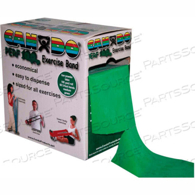 OEM#: 10-5193CANDO PERF 100 LOW POWDER EXERCISE BAND, GREEN, 100 YD ROLL, 1 ROLL/BOX by Fabrication Enterprises
