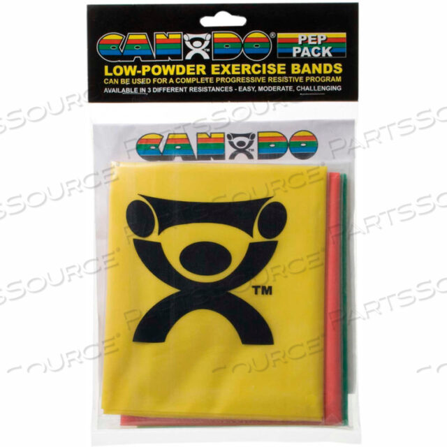 OEM#: 10-5280CANDO LOW POWDER EXERCISE BAND PEP PACK, 4 BAND, EASY - YELLOW, RED, GREEN by Fabrication Enterprises
