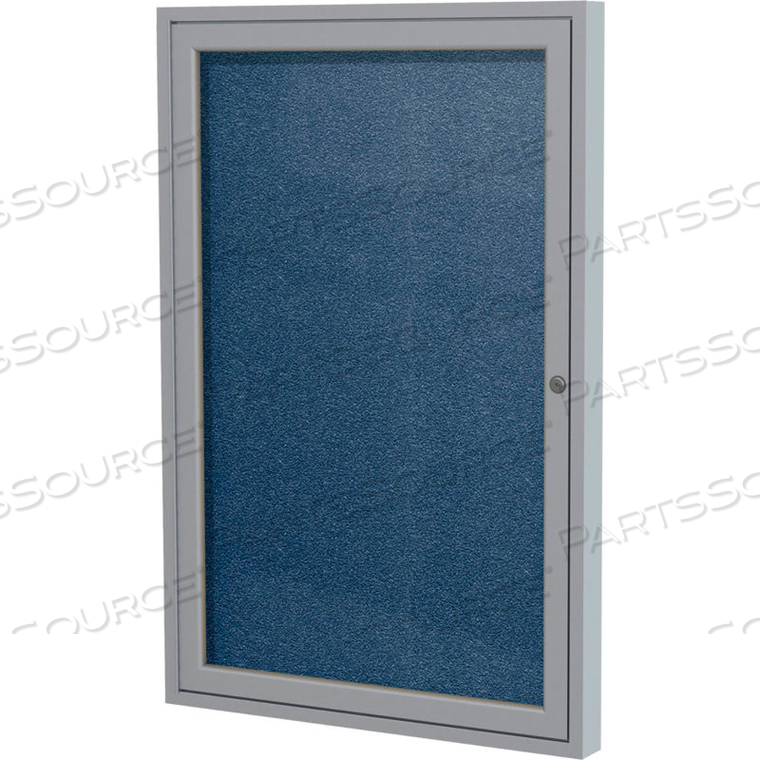 ENCLOSED BULLETIN BOARD - OUTDOOR / INDOOR - VINYL - 36 X 30 H - NAVY