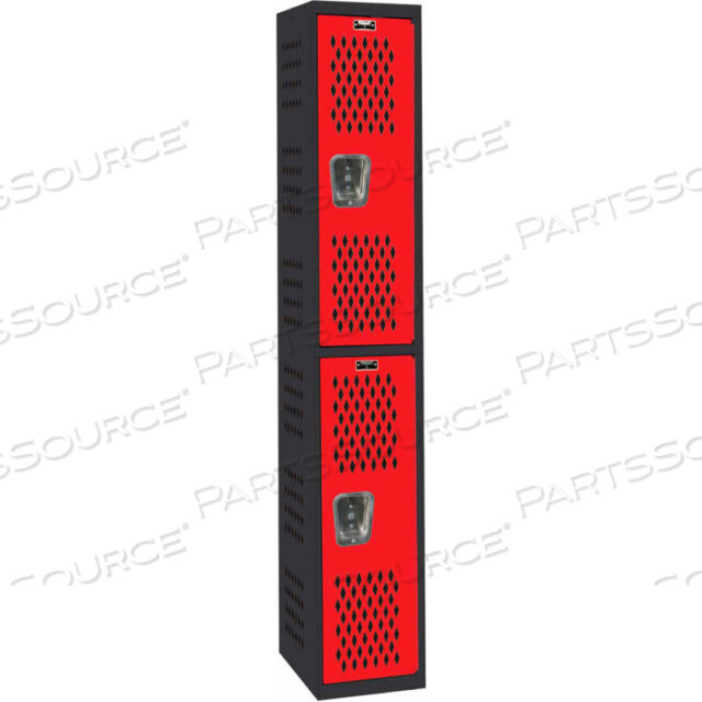 OEM#: AWA282-2MR2 DOOR GYM/PE VENTILATED LOCKER, 12WX18DX36H, BLACK/RED, ASSEMBLED by Hallowell