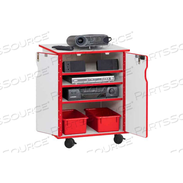 RAINBOW ACCENTS PRESENTATION MOBILE CABINET - GRAY WITH RED EDGE