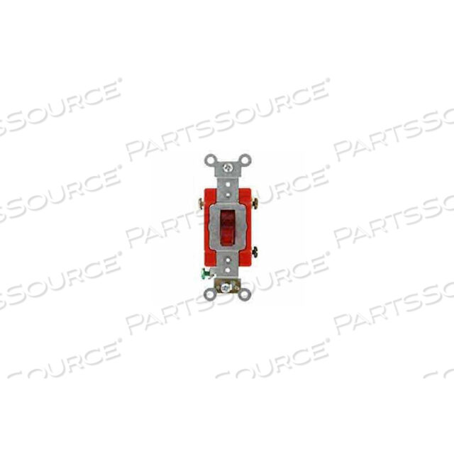 OEM#: 1221-PLR1221-PLR 20A, 120V, ILLUMINATED ON,SINGLE-POLE AC QUIET SWITCH, RED by Leviton