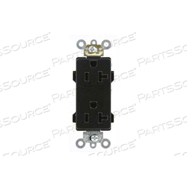 OEM#: 16352-E20A, 125V, DECORA PLUS DUPLEX RECEPTACLE, SELF GROUNDING, BLACK by Leviton