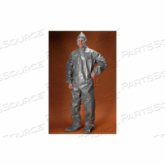 CHEMMAX3 COVERALL, RESP.-FIT HOOD, ELASTIC FACE, WRISTS, BOOTS, XL, 6/CASE, C3T151XL