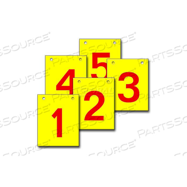 HANGING AISLE SIGN, VERTICAL, 1-SIDE, 1-5 RANGE, RD/YEL, 12L X 18H
