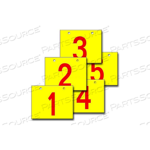 HANGING AISLE SIGN, HORIZONTAL, 1-SIDE, 1-5 RANGE, RD/YEL, 18L X 12H