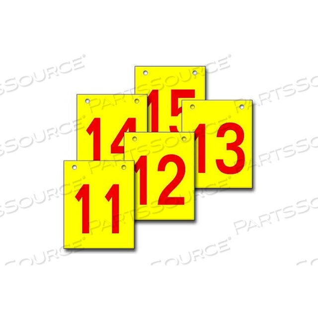 HANGING AISLE SIGN, VERTICAL, 1-SIDE, 11-15 RANGE, RD/YEL, 12L X 18H
