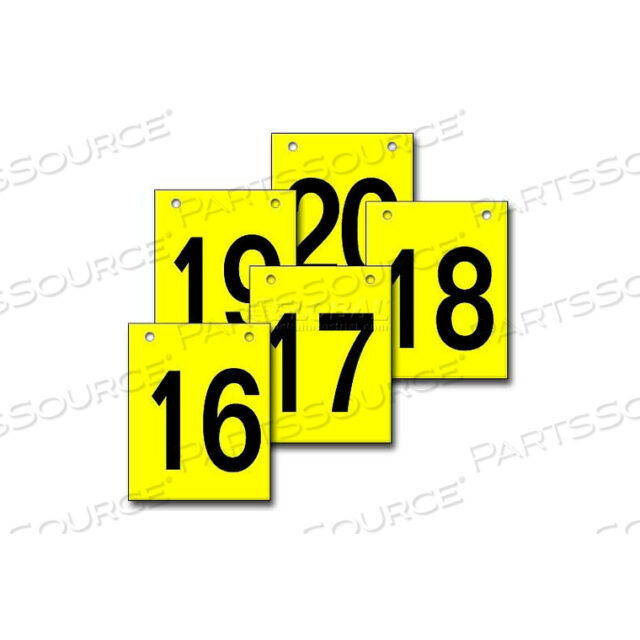 HANGING AISLE SIGN, VERTICAL, 1-SIDE, 16-20 RANGE, BLK/YEL, 12L X 18H