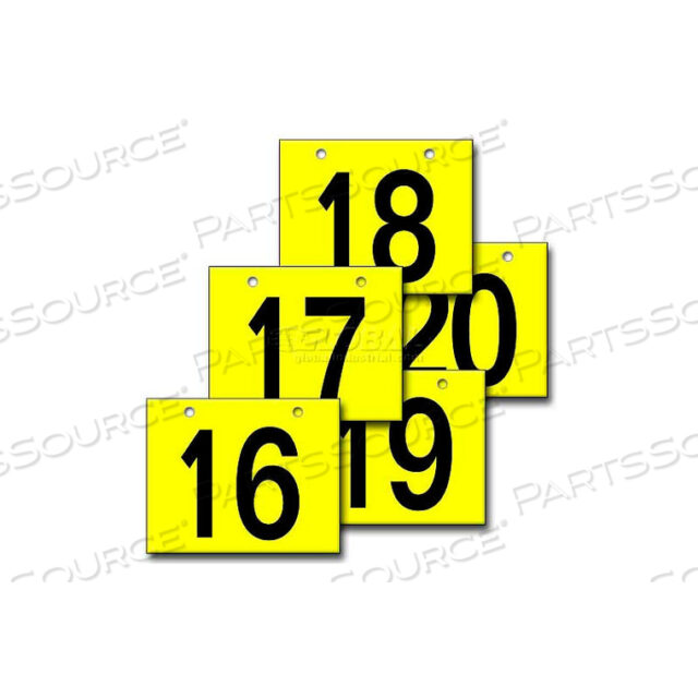 HANGING AISLE SIGN, HORIZONTAL, 2-SIDE, 16-20 RANGE, BLK/YEL, 18L X 12H