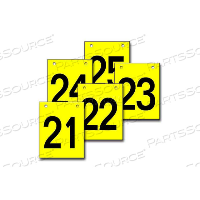 HANGING AISLE SIGN, VERTICAL, 1-SIDE, 21-25 RANGE, BLK/YEL, 12L X 18H