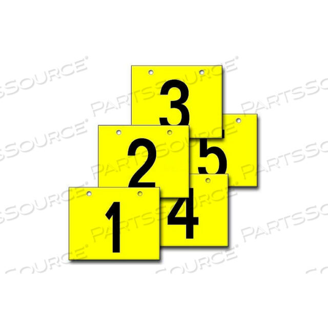 HANGING AISLE SIGN, HORIZONTAL, 2-SIDE, 1-5 RANGE, BLK/YEL, 36L X 24H