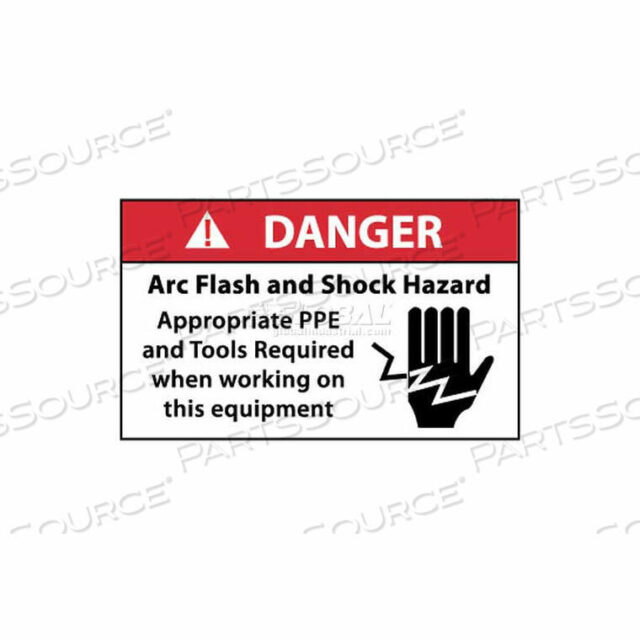 OEM#: DGA61APNMC ARC FLASH LABELS, DANGER ARC FLASH & SHOCK HAZARD APPROPRIATE PPE, 3 X 5, WHT/RD/BLK by National Marker Company