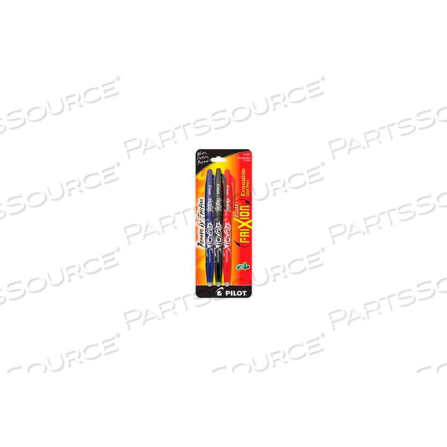 FRIXION BALL ERASABLE GEL PEN, FINE, 0.7MM, BLACK/BLUE/RED INK, 3/PACK