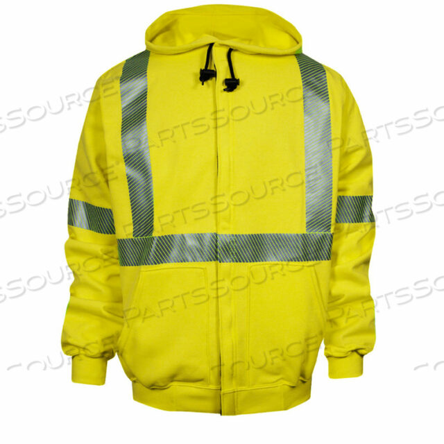 FR HI-VIS ZIP FRONT HOODIE, TYPE R, CLASS 3, S, FLUORESCENT YELLOW