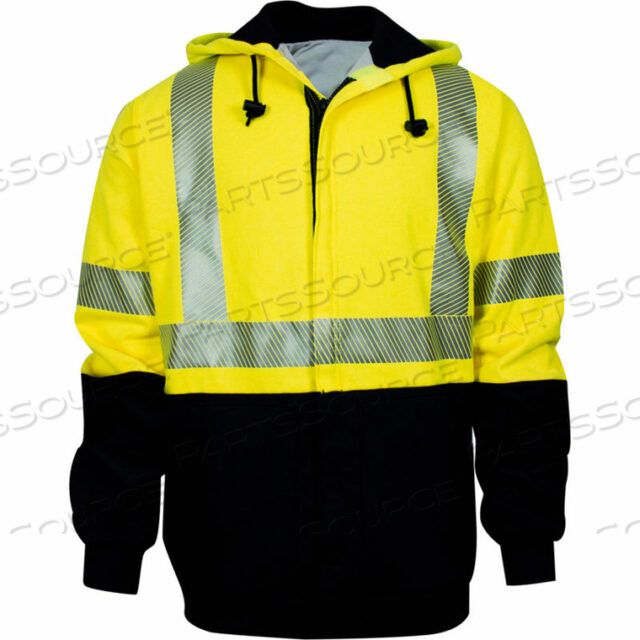FR HYBRID LINED HI-VIS ZIP FRONT SWEATSHIRT, CLASS 3, TYPE R, 3XL, YELLOW/NAVY