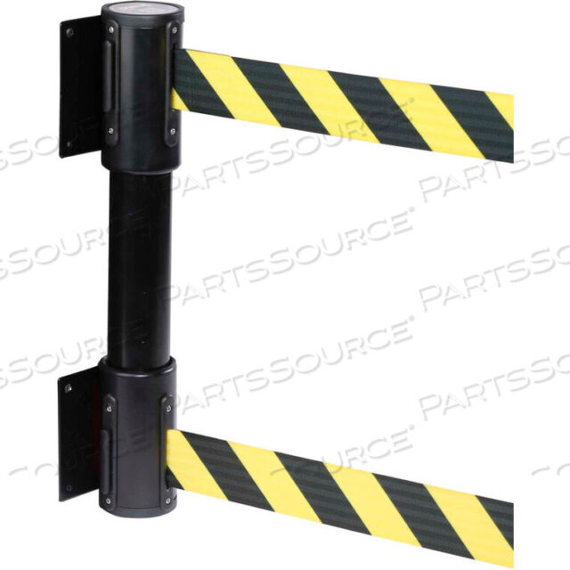 OEM#: WMTWIN350B-YBA100WALLPRO TWIN BLACK POST RETRACTING BELT BARRIER, 10 FT. YELLOW AUTHORIZED BELT by Queue Solutions LLC