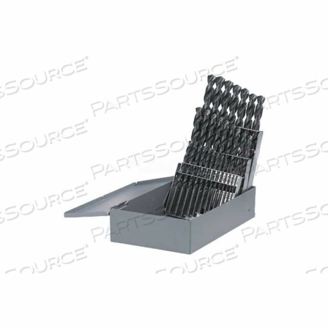 TWIST DRILL BIT ASSORTMENT WITH FRACTIONAL METAL INDEX, BLACK OXIDE, 29-PIECE