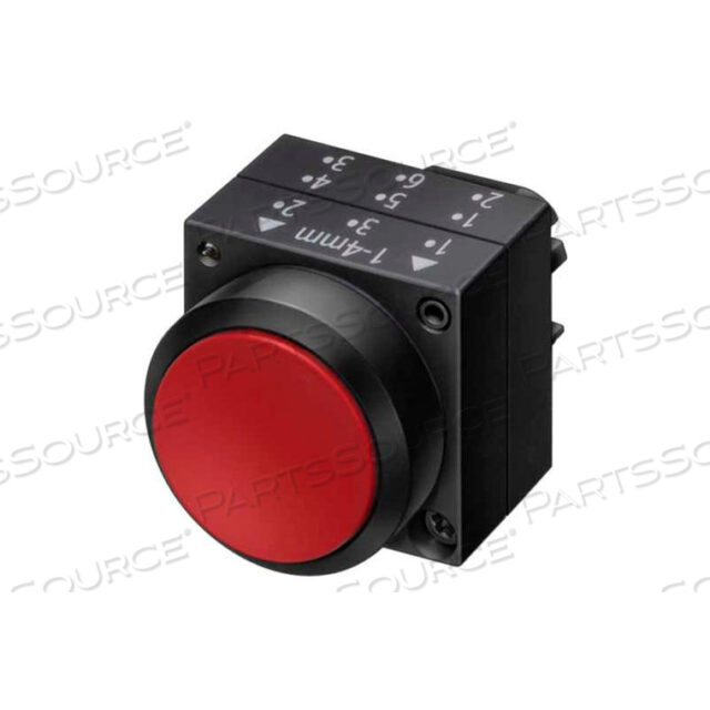 PUSHBUTTON, MAINTAINED, RED, FLUSH CAP, OPERATOR, ROUND-PLASTIC