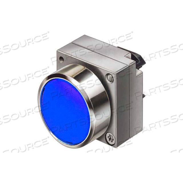 PUSHBUTTON, MOMENTARY, BLUE, FLUSH CAP, OPERATOR, ROUND-METAL