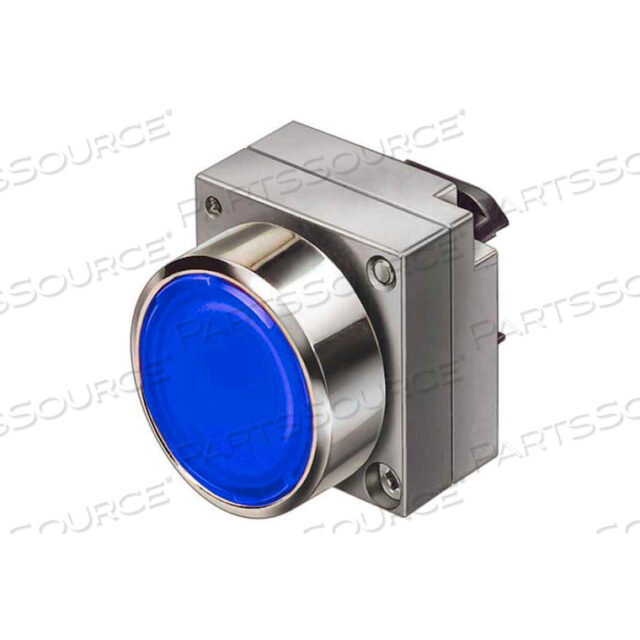 PUSHBUTTON, MOMENTARY, BLUE, FLUSH CAP, SINGLE OPERATOR, ROUND METAL