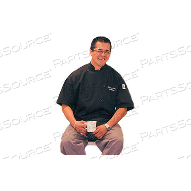 TRADITIONAL CHEFS JACKET QC LITE, 2X, SHORT SLEEVE, BLACK