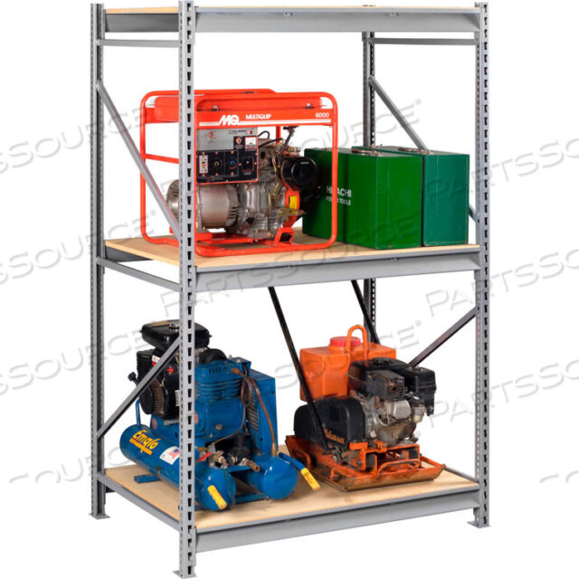 OEM#: BU-723672PS-LGYBULK STORAGE RACK - 72W X 36D X 72H - STARTER - 3 SHELF LEVELS - WOOD DECK - LIGHT GRAY by Tennsco Corp.