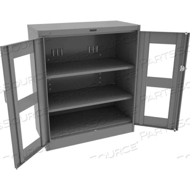 C-THRU DELUXE STORAGE CABINET - UNASSEMBLED 36W X 18D X 42H, MEDIUM GREY
