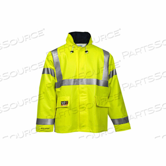 ECLIPSE HI-VISIBILITY FR HOODED COAT, ZIPPER, FLUORESCENT YELLOW/GREEN, 3XL