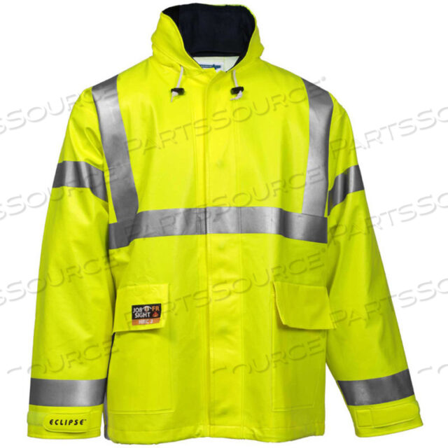 ECLIPSE HI-VISIBILITY FR HOODED JACKET, ZIPPER, FLUORESCENT YELLOW/GREEN, 2XL