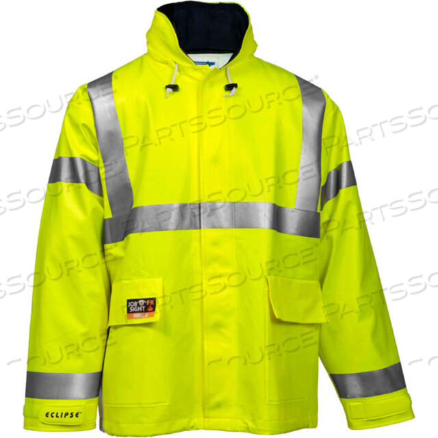 ECLIPSE HI-VISIBILITY FR HOODED JACKET, ZIPPER, FLUORESCENT YELLOW/GREEN, 3XL