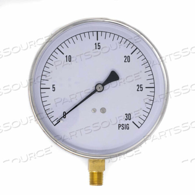 4.5 CONTRACTOR PRESSURE GAUGE, 1/4 NPT, 0/30 PSI, STAINLESS