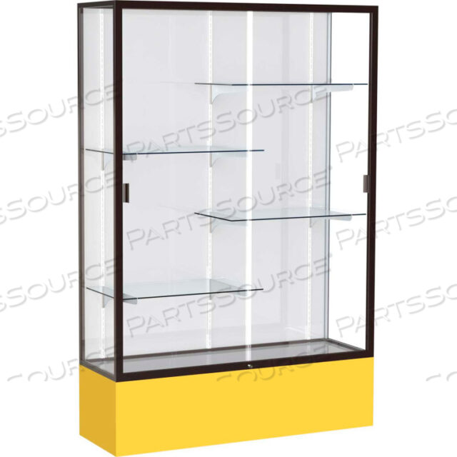 SPIRIT DISPLAY CASE GOLDEN ROD BASE, BRONZE FRAME, WHITE BACK 48W X 16D X 72H