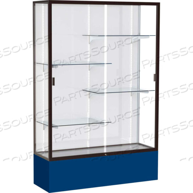 SPIRIT DISPLAY CASE NAVY BASE, BRONZE FRAME, WHITE BACK 48W X 16D X 72H