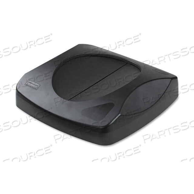 OEM#: FG268988BLASWING TOP LID FOR UNTOUCHABLE RECYCLING CENTER, 16 SQUARE, BLACK by Rubbermaid Medical Division