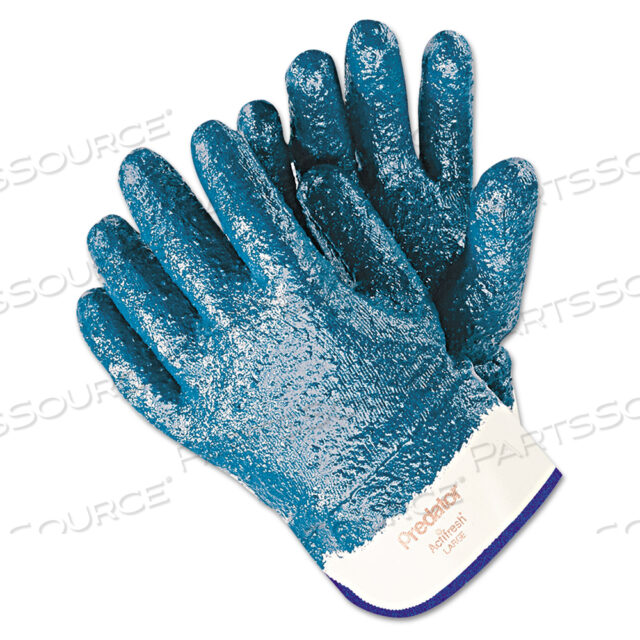 OEM#: 9761RPREDATOR PREMIUM NITRILE-COATED GLOVES, BLUE/WHITE, LARGE by MCR Safety