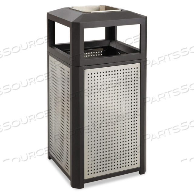 OEM#: 9935BLEVOS SERIES STEEL WASTE CONTAINER, 38 GAL, STEEL, BLACK by Safco
