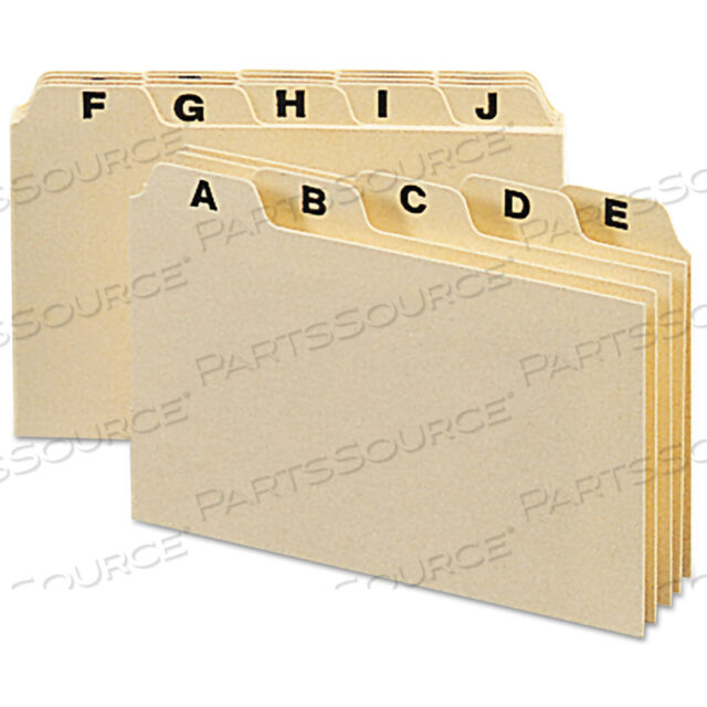 MANILA CARD GUIDES, 1/5-CUT TOP TAB, A TO Z, 3 X 5, MANILA, 25/SET