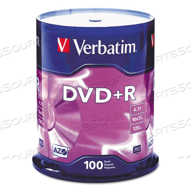 OEM#: 95098DVD+R RECORDABLE DISC, 4.7 GB, 16X, SPINDLE, SILVER, 100/PACK by Verbatim