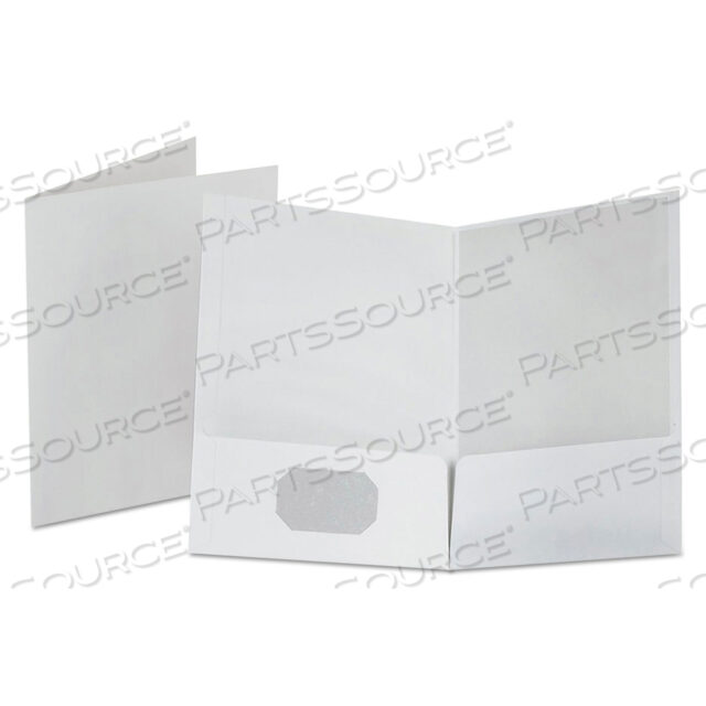 LINEN FINISH TWIN POCKET FOLDERS, 100-SHEET CAPACITY, 11 X 8.5, WHITE, 25/BOX