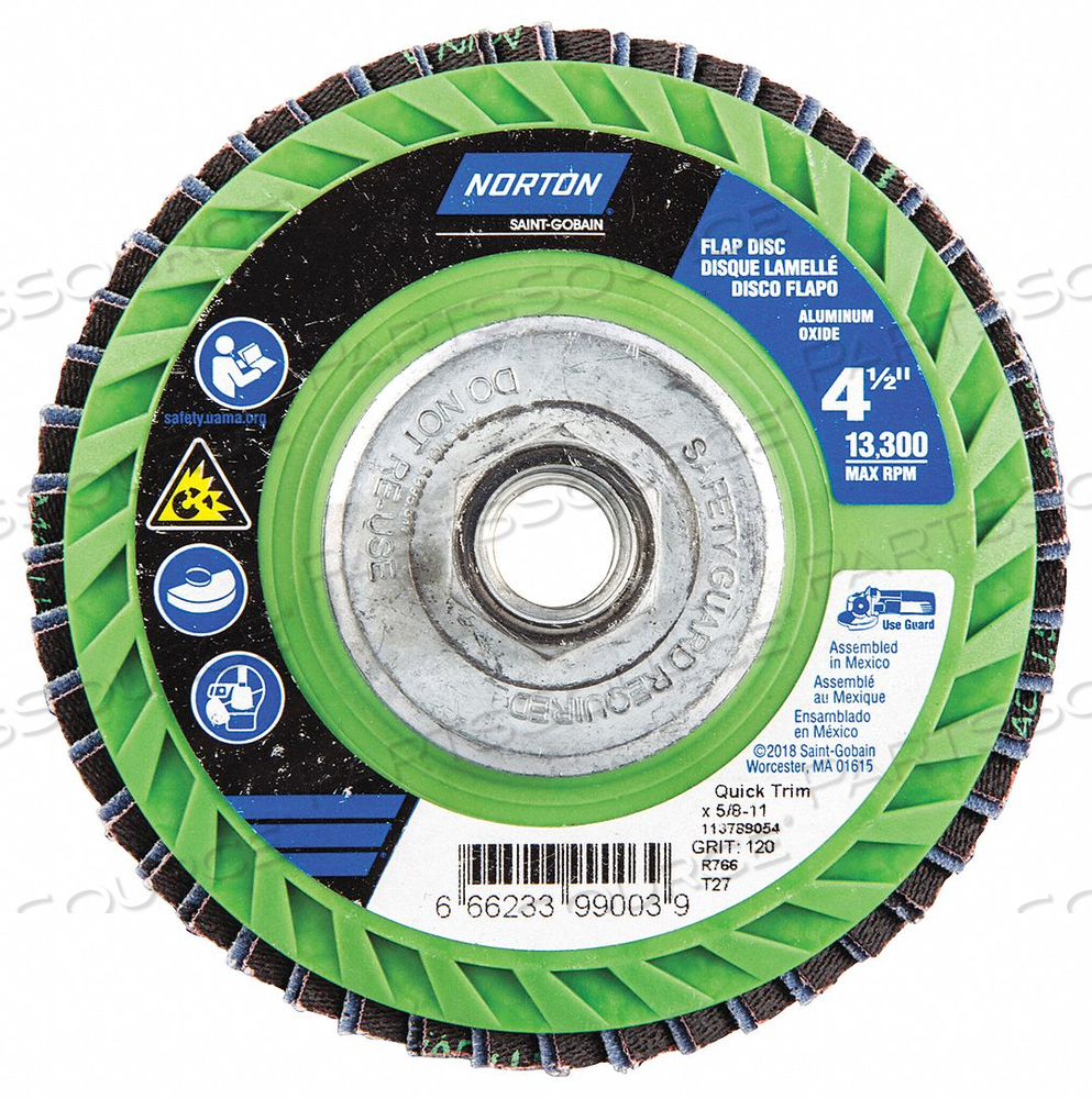 OEM#: 66623399003H5949 FLAP DISC 4 1/2 IN X 120 G 5/8-11 by Norton | Saint-Gobain Abrasives